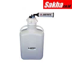 Justrite VaporTrap™ Carboy W Filter Kit, 10L HDPE, 83mm Cap, 4 Ports 1 8 OD Tubing, 3 Ports 1 4 OD Tubing, 1 Port 1 4 Hose Barb