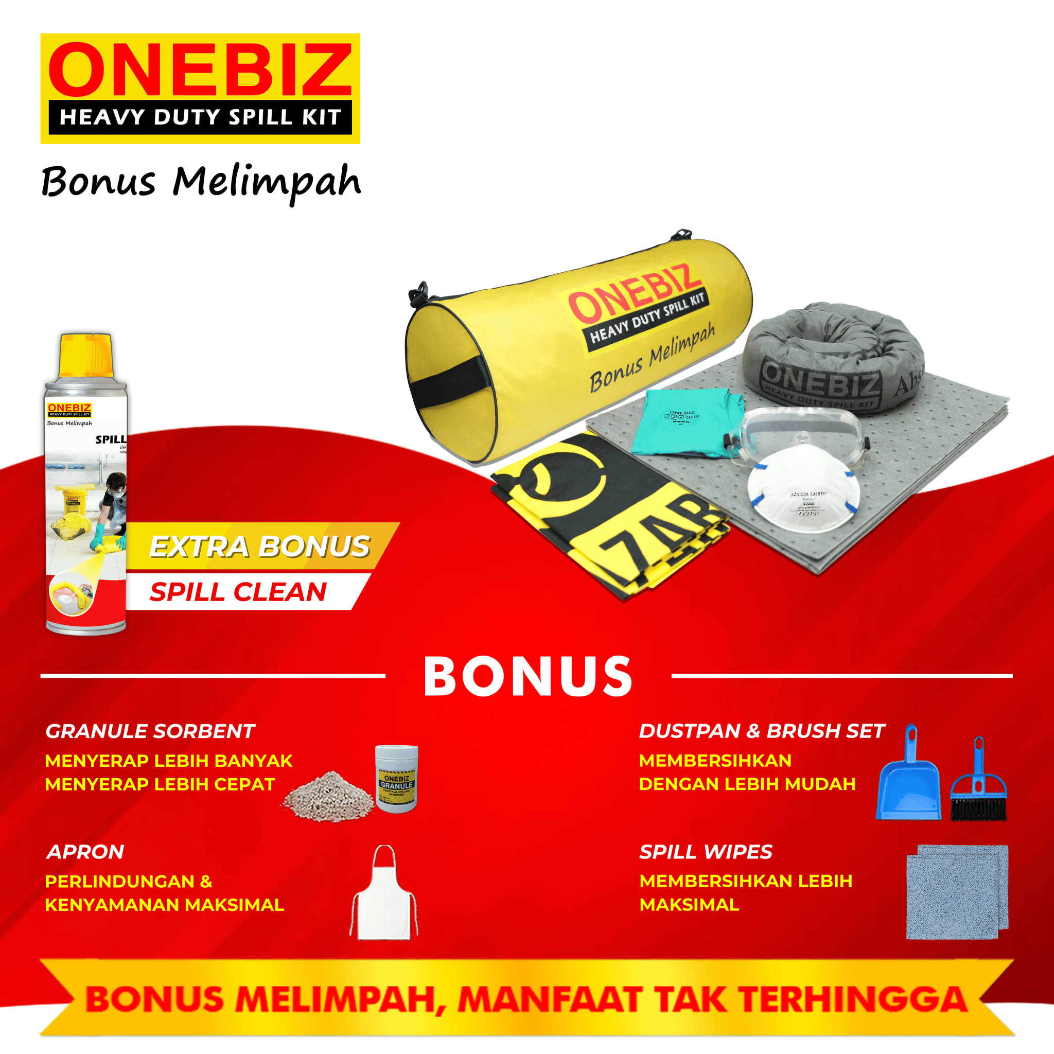 ONEBIZ Heavy Duty Spill Kit OB 14-PUSK15L Portable Universal Spill Kit 15 Liter / 4 Gallon ONEBIZ Heavy Duty Spill Kit OB 14-PUSK15L Portable Universal Spill Kit 15 Liter / 4 Gallon